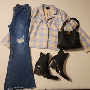 Express Cropped houndstooth jacket size XL